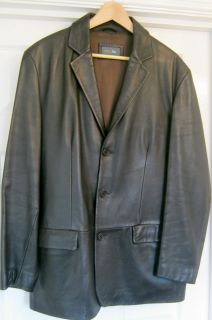 MENS MARKS AND SPENCER M S BROWN CLASSIC VINTAGE LEATHER JACKET BLAZER