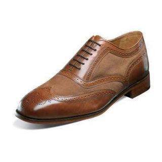 Florsheim Marlton Mens Cognac Leather Wingtip Dress Shoes 12064 221