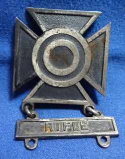 Sterling Army Rifle Marksman Badge by Robbins Very RARE Mark