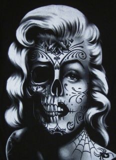 Women Marilyn Monroe Skull Zombie Face Body Skeleton Tattoo Adult T
