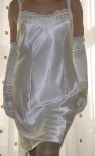 Marks Spencer vintage worn cream silky satin full slip gown size Uk 12