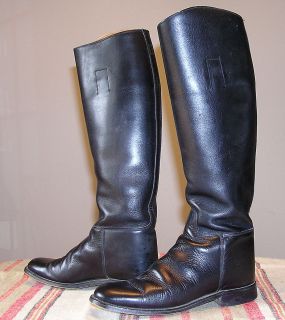 Black Leather Marlborough Equestrian Riding Boots Men Size 5 5 B Made