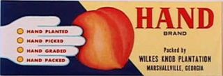Hand Vintage Peach Crate Label Marshallville GA