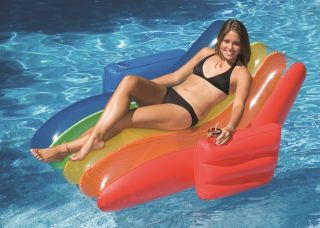 Swimline 9039 XL Rainbow Floating Inflatable Chaise Lounge for Pool