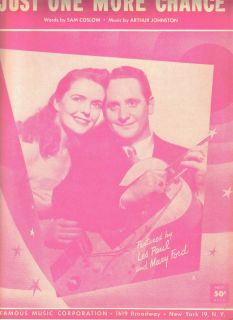 Les Paul and Mary Ford Just One More Chance US Sheet Music