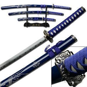 Blue Samurai Sword Set Martial Arts Weapons Gear Supplies