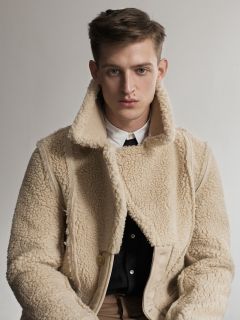 Maison Martin Margiela for H M Mens Shearling Fur Coat Sz Large