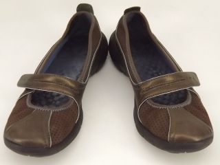  shoes dark brown leather fabric Privo Clarks 7 M mary jane comfort