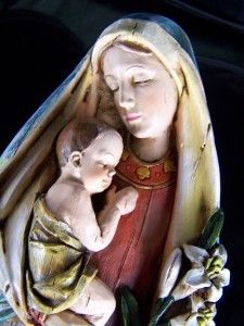 Mary Mother of Jesus w Baby Jesus Christ Statue Figure