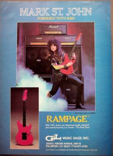 1986 G L Rampage Guitar Mark St John of Kiss Vintage Ad