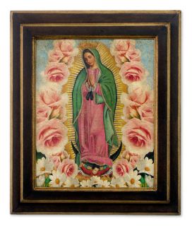 Virgin Mary of Guadalupe w/ Roses Handmade Framed Catholic Wall Art