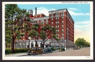 Mason City IA Hotel Hanford 1940 Colored Postcard