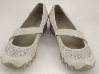 Womens Shoes Beige Leather Fabric Skechers 7 5 M Mary Jane Flat