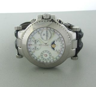 Andre Le Marquand Stainless Steel Mother of Pearl Dial Chronograph