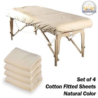 SET OF 4 FITTED MASSAGE TABLE SHEETS 100 COTTON SHEET LINENS NATURAL