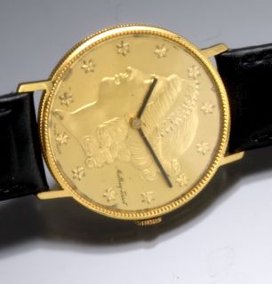 Mathey Tissot U s $20 00 18K Gold Lady Liberty Coin Style Wrist Watch