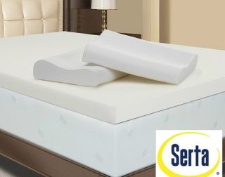inch 3 Pound Serta Memory Foam Mattress Topper Bonus Bed Pillows All