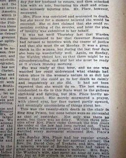 ELECTRIC CHAIR Electrocution Execution MARTHA M.PLACE 1899 Newspaper