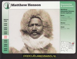 Matthew Henson Arctic Explorer North Pole Grolier Card