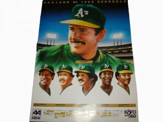  Oakland As Schedule Promotional Poster Rickey Henderson Billy Martin