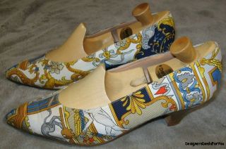 Maud Frizon $595 Ornate Fabric Pumps Italy Shoes 7 37