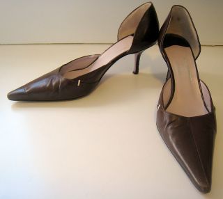 Maud Frizon Brown Pointed Toe Leather Heel Pumps 37 7