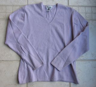 Maude 100 Cashmere V Neck Sweater Medium Lilac