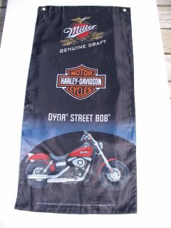 Miller Genuine Draft Harley Davidson Dyna Street Bob Banner Flag