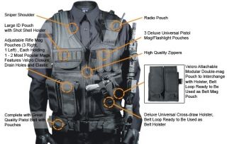 Leapers UTG Vest Black 547 Law Enforcement Tactical Vest PVC V547BT