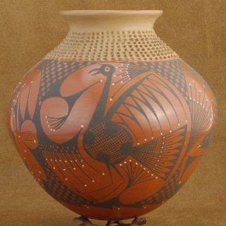 Mata Ortiz LRG Handmade Pottery Vase Urn by Lucy Mora