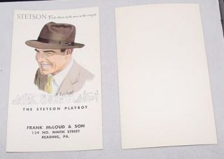 Reading PA Stetson Playboy Adv Trade Card Frank Mcloud