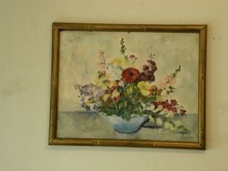 Circa 1940 Floral Still Life Antique Oil Painting by McAllister