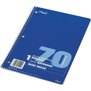 Mead Spiral Notebook Wide Rule 70 Sheets