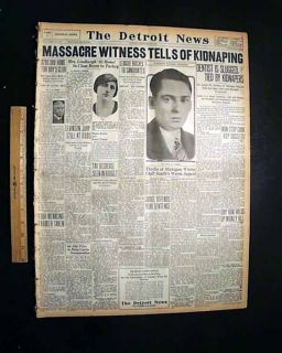 ST. VALENTINES DAY MASSACRE Kidnapping 1929 Newspaper Al Capone Bugs