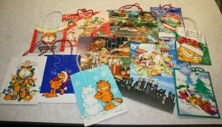 Thirteen Garfield Christmas Winter Gift Bags Various Sizes