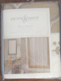 New Jaclyn Smith Gold Metallic Accents Shower Curtain