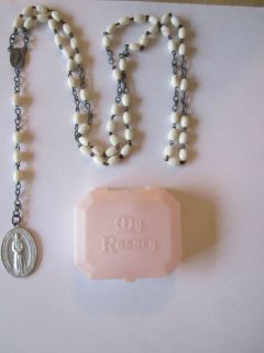 Rosary Necklace White Beads w EXTRAS Must See Pictures