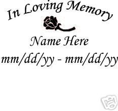 Vinyl Decals in Loving Memory Custom Memorial Sticker