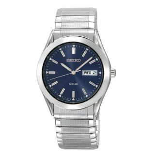 Seiko Mens Watch s s Band Blue Dial SNE057 Brand New