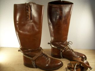 US ARMY LEATHER CAVALRY MENS RIDING BOOTS size 8 5 TEITZEL DEHNER WWI