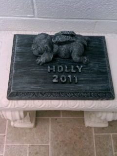 Pet Laying Angel Dog Memorial Marker Headstone Plaque Concrete Free
