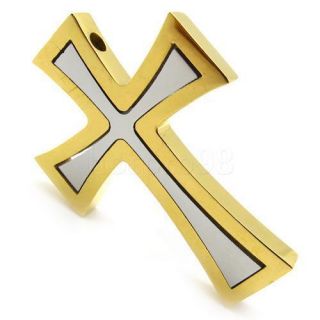 Mens Gold Silver Cross Group Pandent Chain 316L Stainless Steel