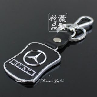 Auto Car LOGO Mercedes Benz logo METAL Leather KEY CHAIN RING C180