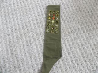 BSA 1950s Boy Scout Scout Sash with 21 Merit Badges All Type E