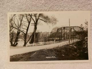 Early Real Photo Mendon Michigan Bridge Over River Postcard