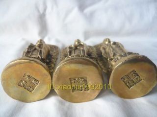 Collectible Chinese Brass Western Trinity Buddha Statues 3pc Sets