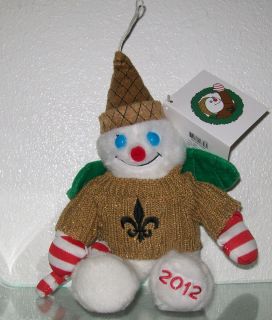 2012 Mr Bingle 10 Plush Snowman Christmas Doll New Orleans Saints