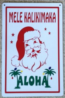 Mele Kalikimaka with Hawaiian Santa and Aloha Mini Sign