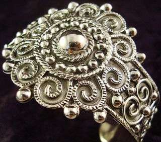  TAXCO MEXICAN STERLING SILVER BEADED BEAD SCROLL BRACELET MEXICO