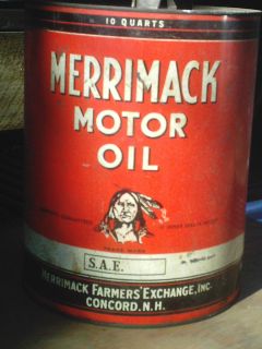 Merrimack Oil Can Gas Advertising Hit Miss Steam Engine Jeep Flathead